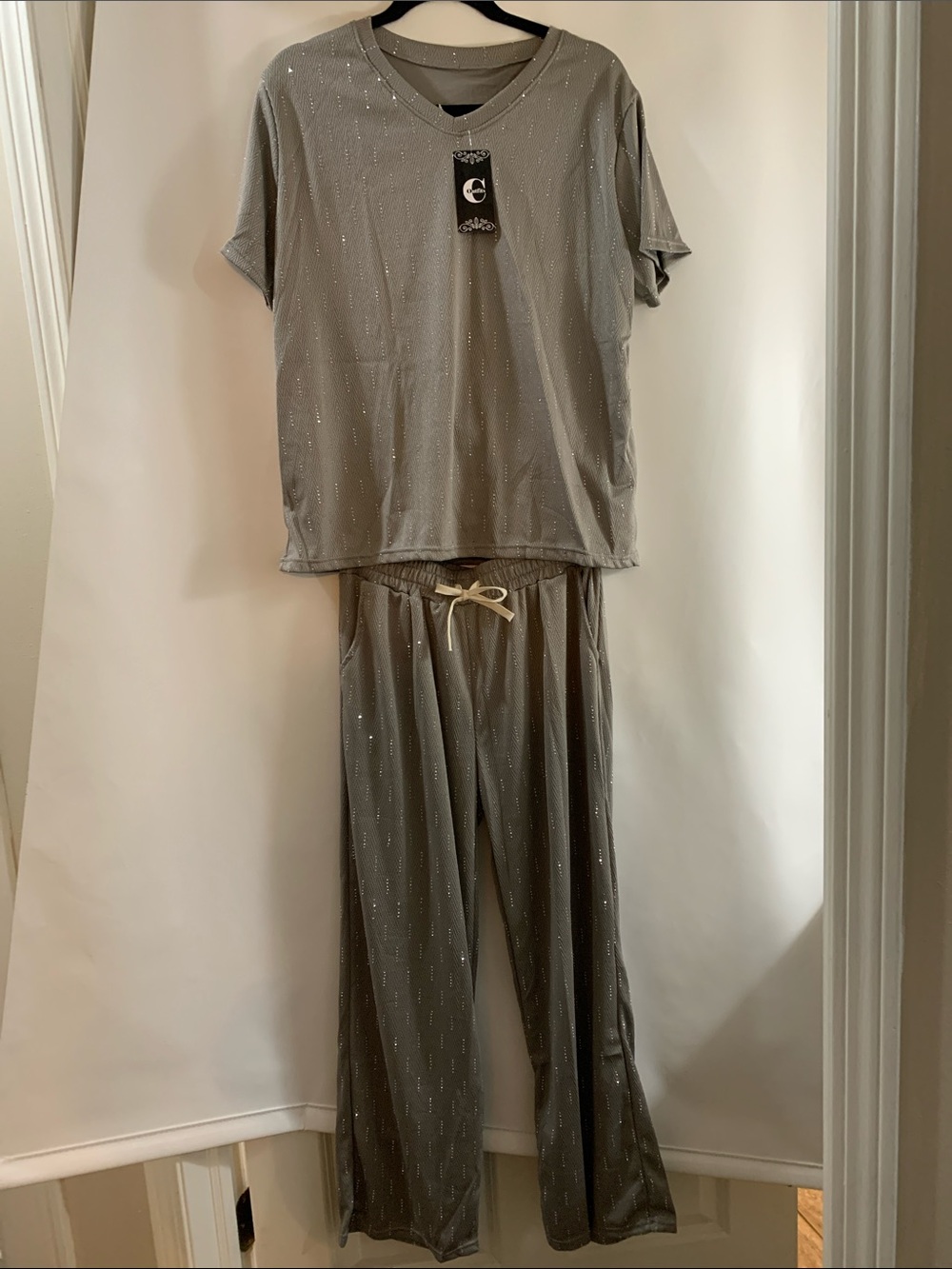 Women's Gray Drawstring Elastic Waist Trousers - One Size